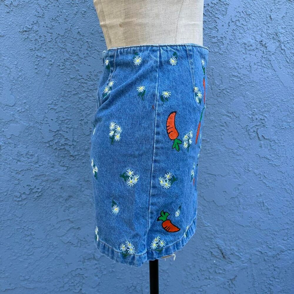 Denim Mini SKirt in Size 2 Carrots Novelty print cottagecore - Picture 7 of 8